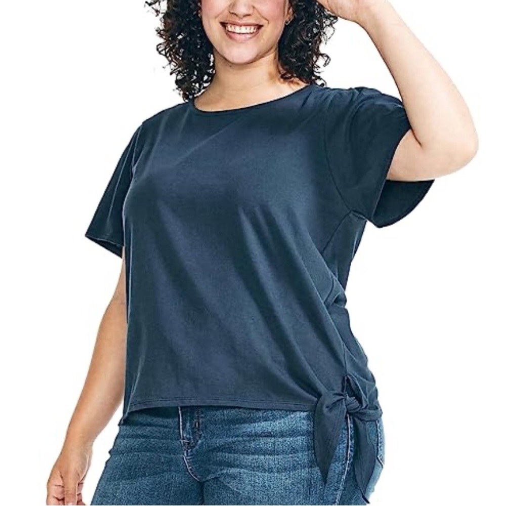 Nautica Women's Dark Blue Tie-Side Blouse